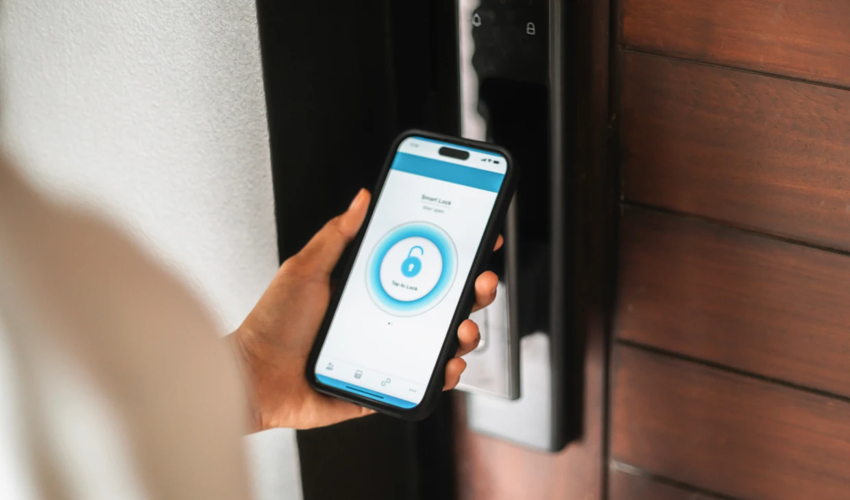 Smartphone displaying digital lock app